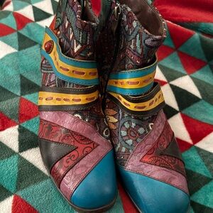 Colorful Patterned Ankle Boots